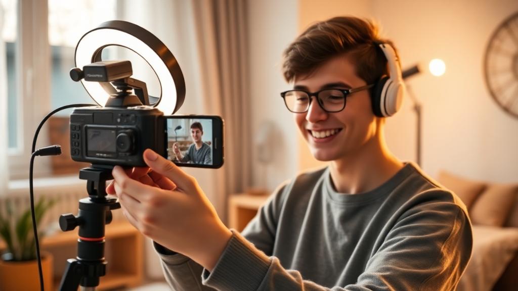 UGC Creator in Deutschland filmt ein Produktvideo mit dem Smartphone